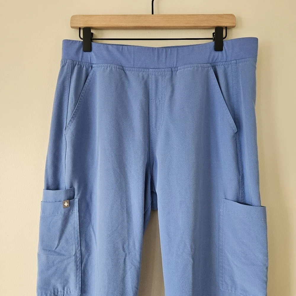 Figs Ocean Blue Axim Pull On Cargo Scrub Pants